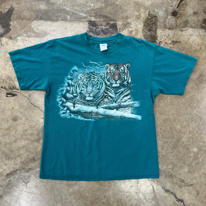 White Tiger and Tiger Nature Single Stitch Tee
