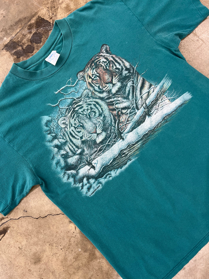 White Tiger and Tiger Nature Single Stitch Tee