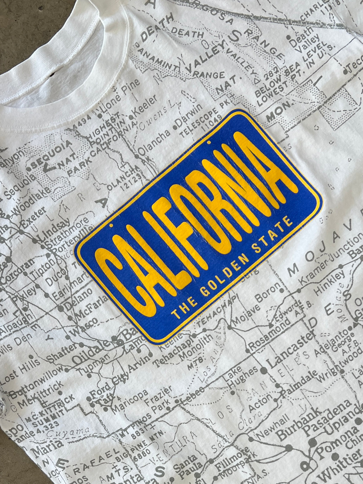 AOP California Golden State Map Single Stitch Tee