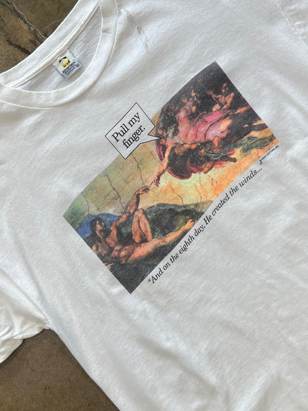 90s Michelangelo The Creation Parody Pull My Finger Tee