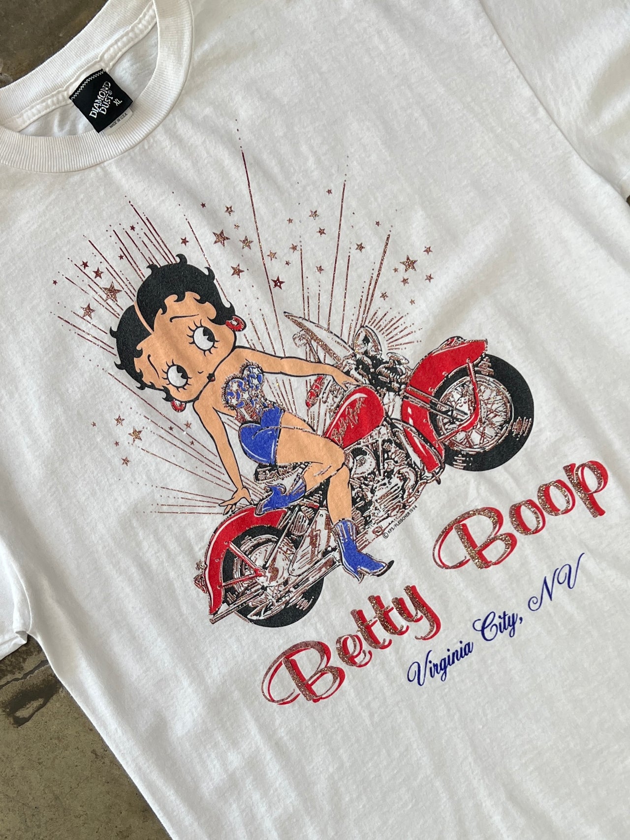 1994 Betty Boop Motorcycle American Fireworks MiUSA Tee