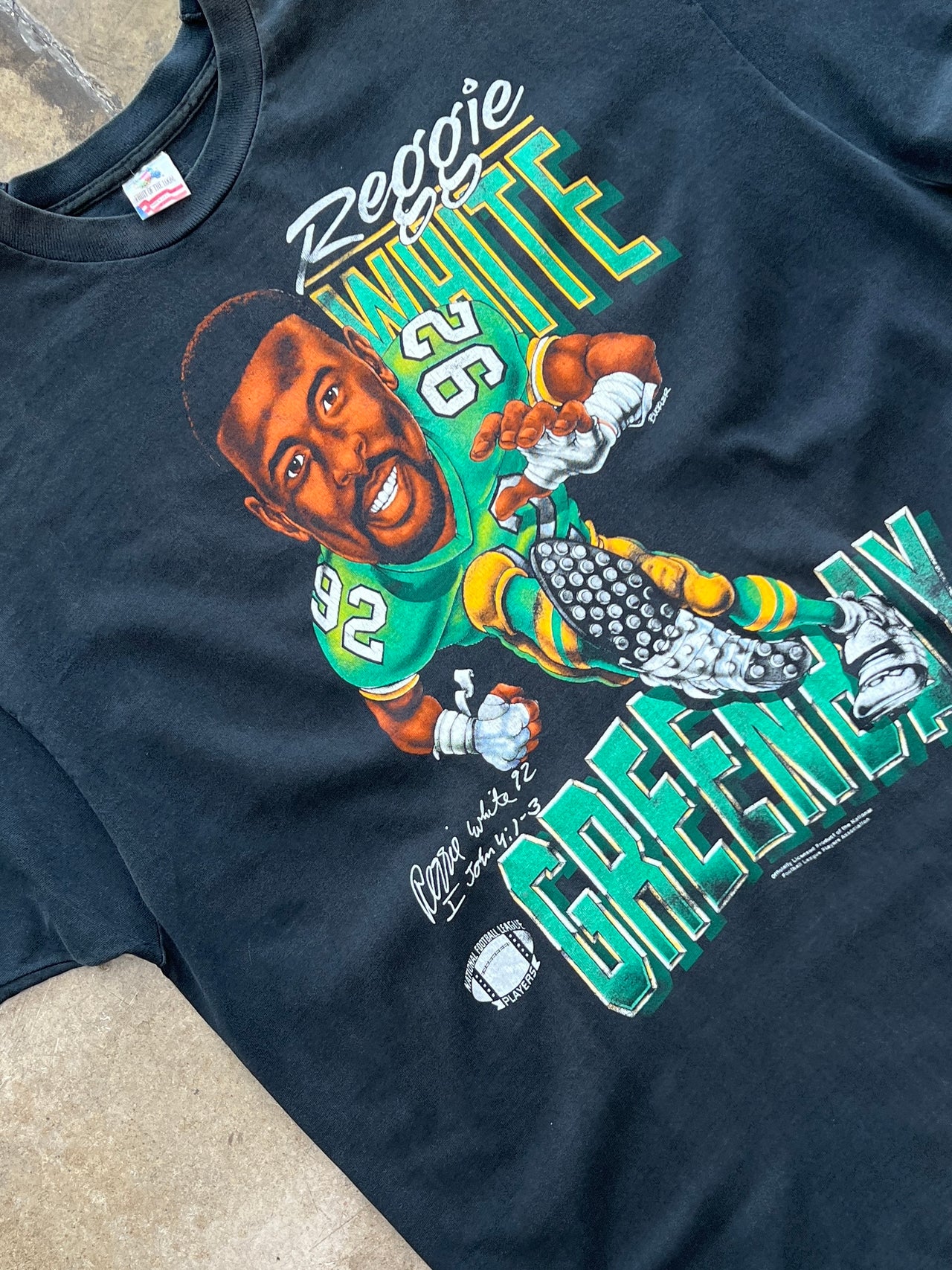 1992 NFL Reggie White Green Bay Packers Caricature Tee