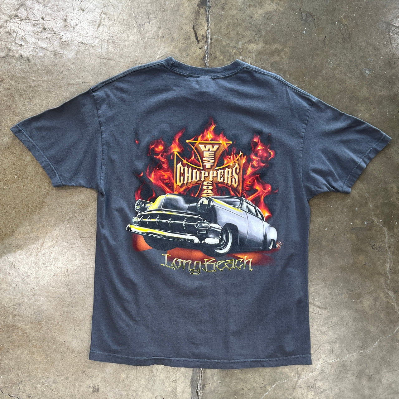 West Coast Choppers Flame Logo Lowrider Jesse Who Cross Tee XL