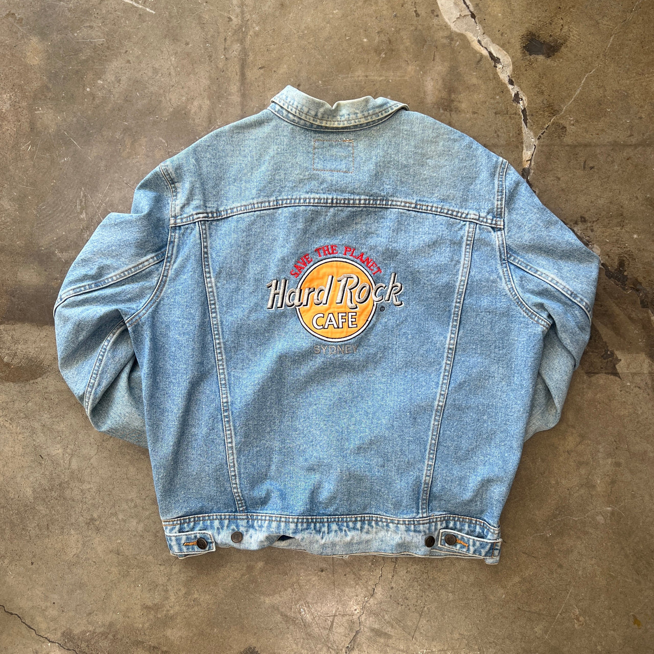 Hard Rock Cafe 90s Vintage Denim Button Up Jacket