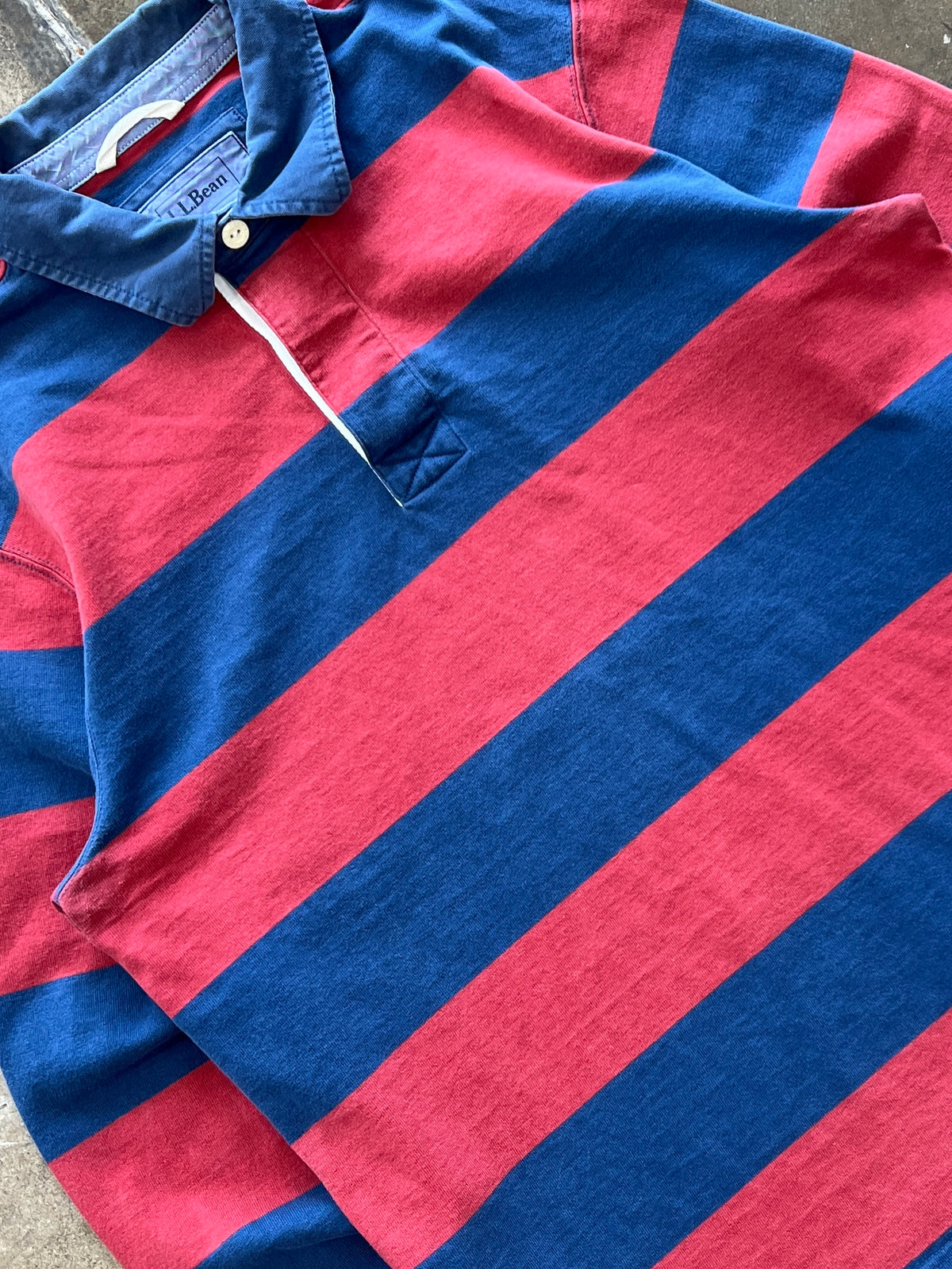 Y2K LL Bean Striped Rugby Collared Polo Shirt