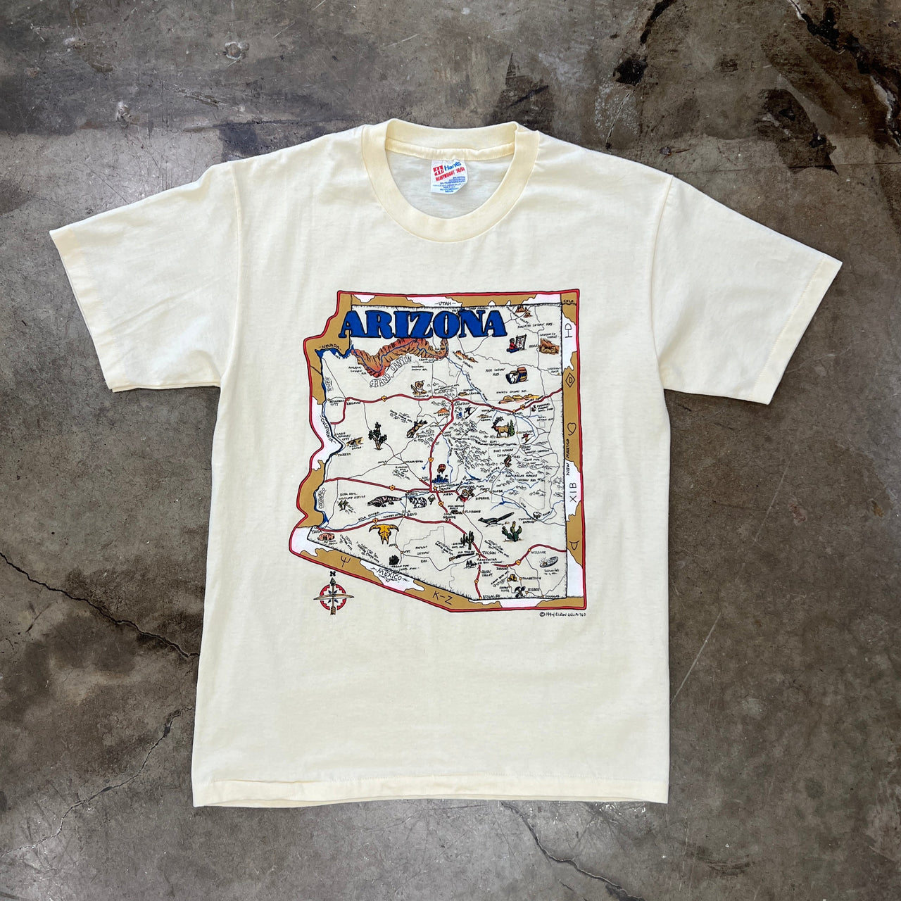 Arizona Map Destination Single Stitch Tee