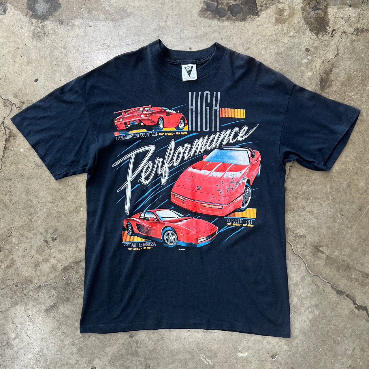 1991 Ferrari Corvette Lamborghini High Performance Single Stitch Tee