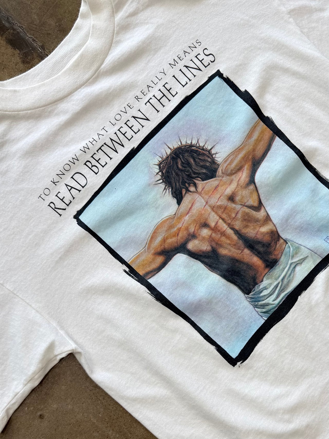 Soild Light Read Between the Line Jesus Love Sacrifice Religious Tee