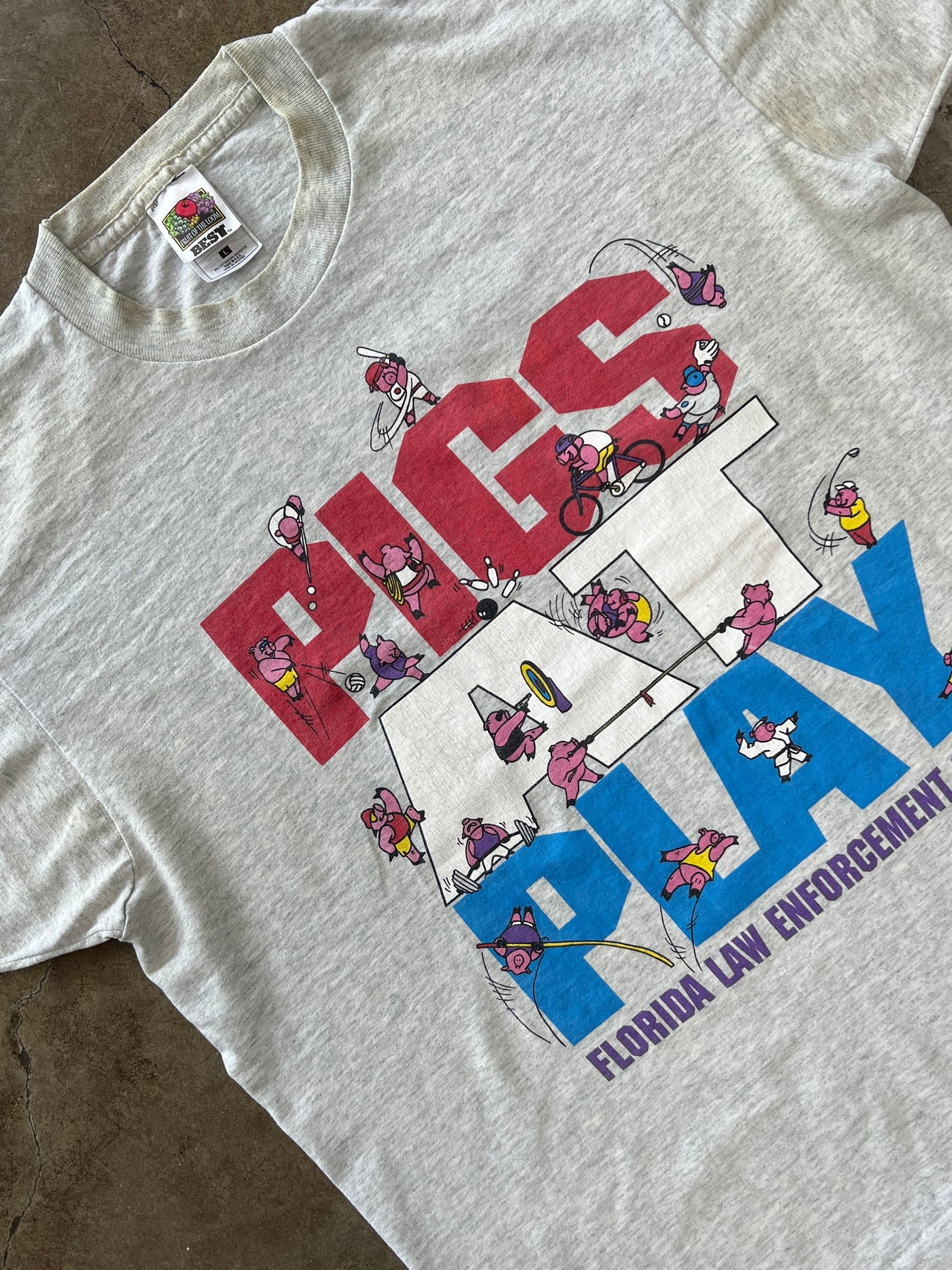 Pigs At Play Police Florida Cop Law Single Stitch Tee