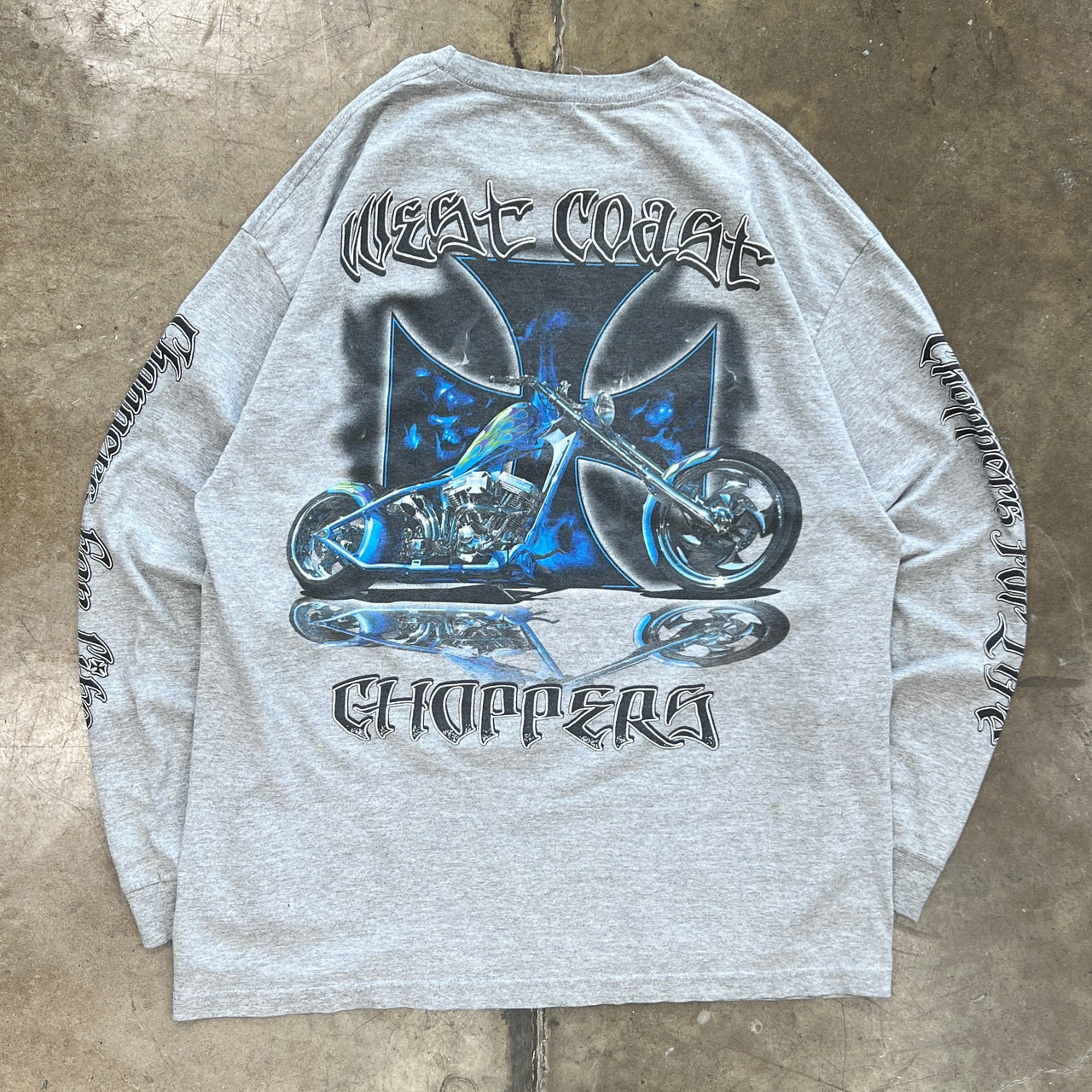 West Coast Choppers Blue Flame Cross Motorcycle Logo LS