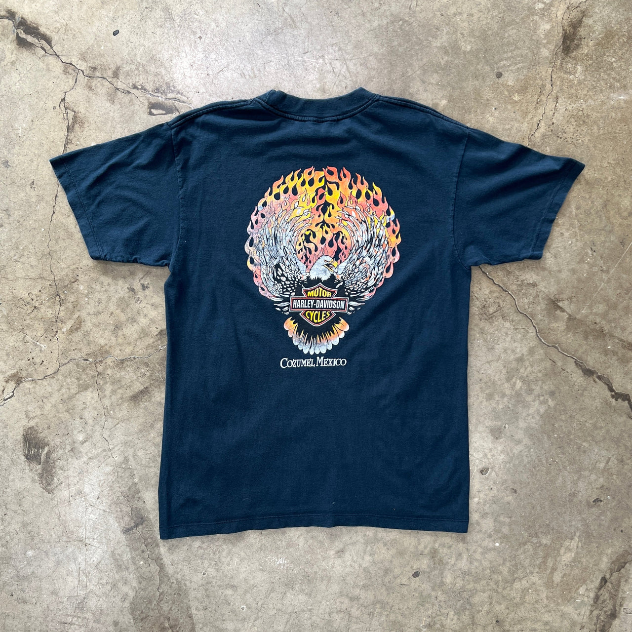 Harley Davidson Cozumel Mexico Flame Eagle Motorcycle Tee