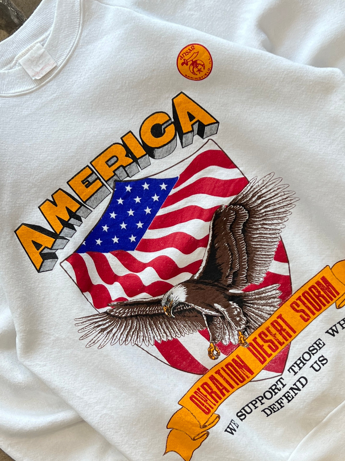 90s Desert Storm America Eagle Patrotic Military Crewneck