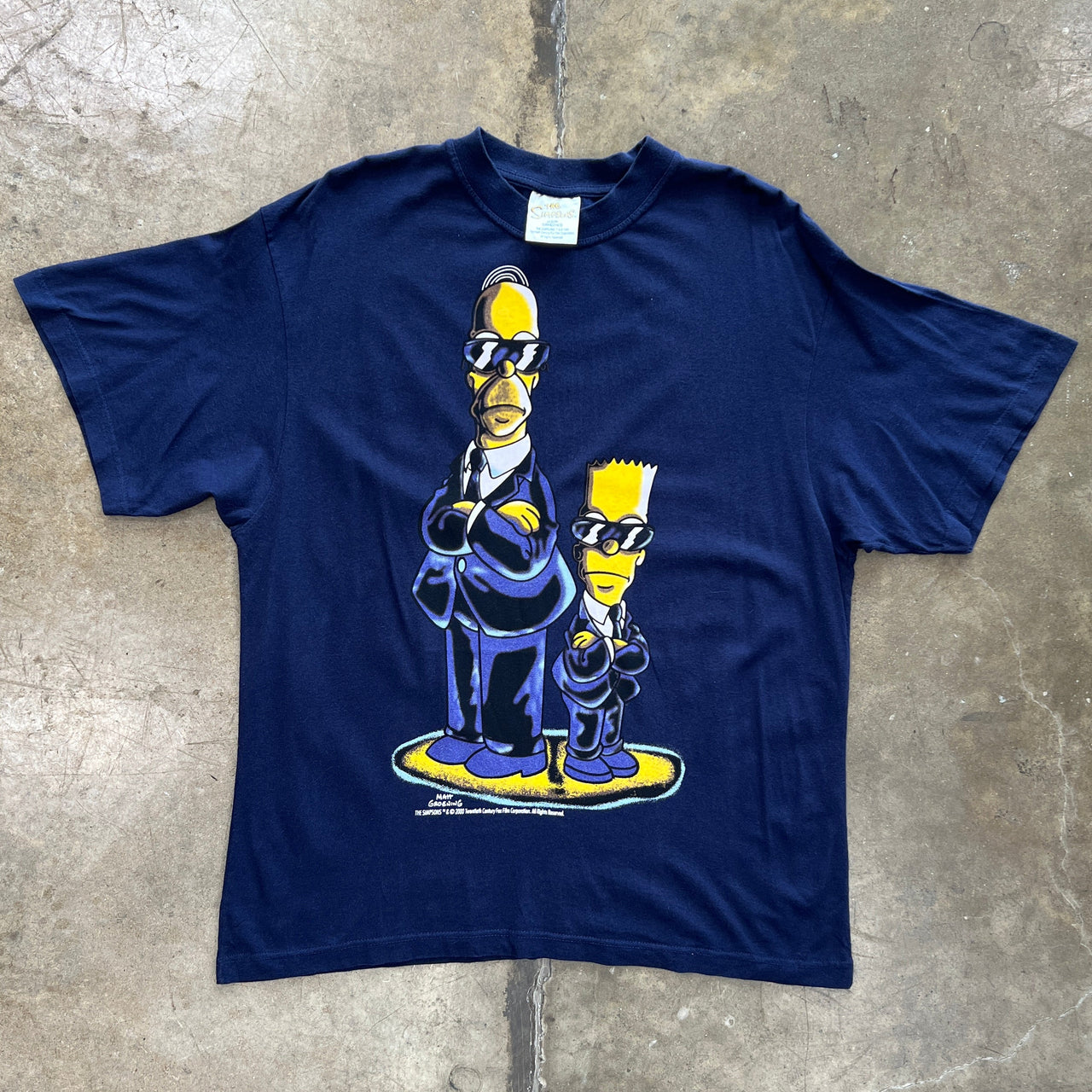 2000 The Simpsons Bart and Homer Men in Black MIB Tv Promo Tee 