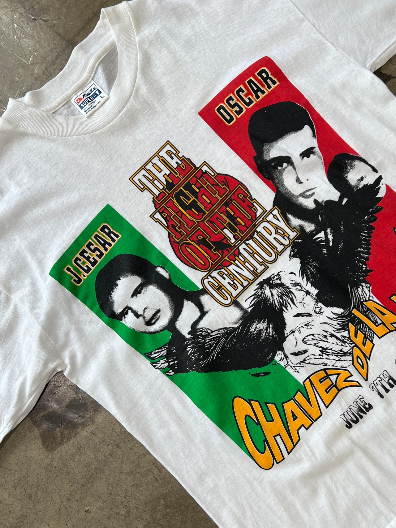 1996 Oscar De La Hoya J. Ceasar Chavez Fight Tee Single Stitch