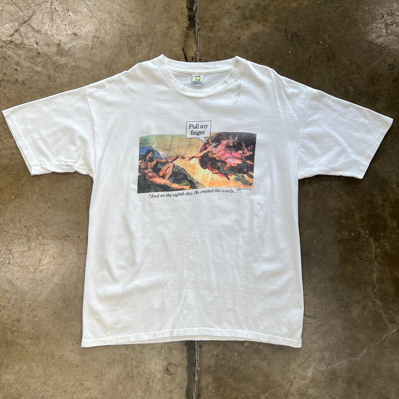 90s Michelangelo The Creation Parody Pull My Finger Tee
