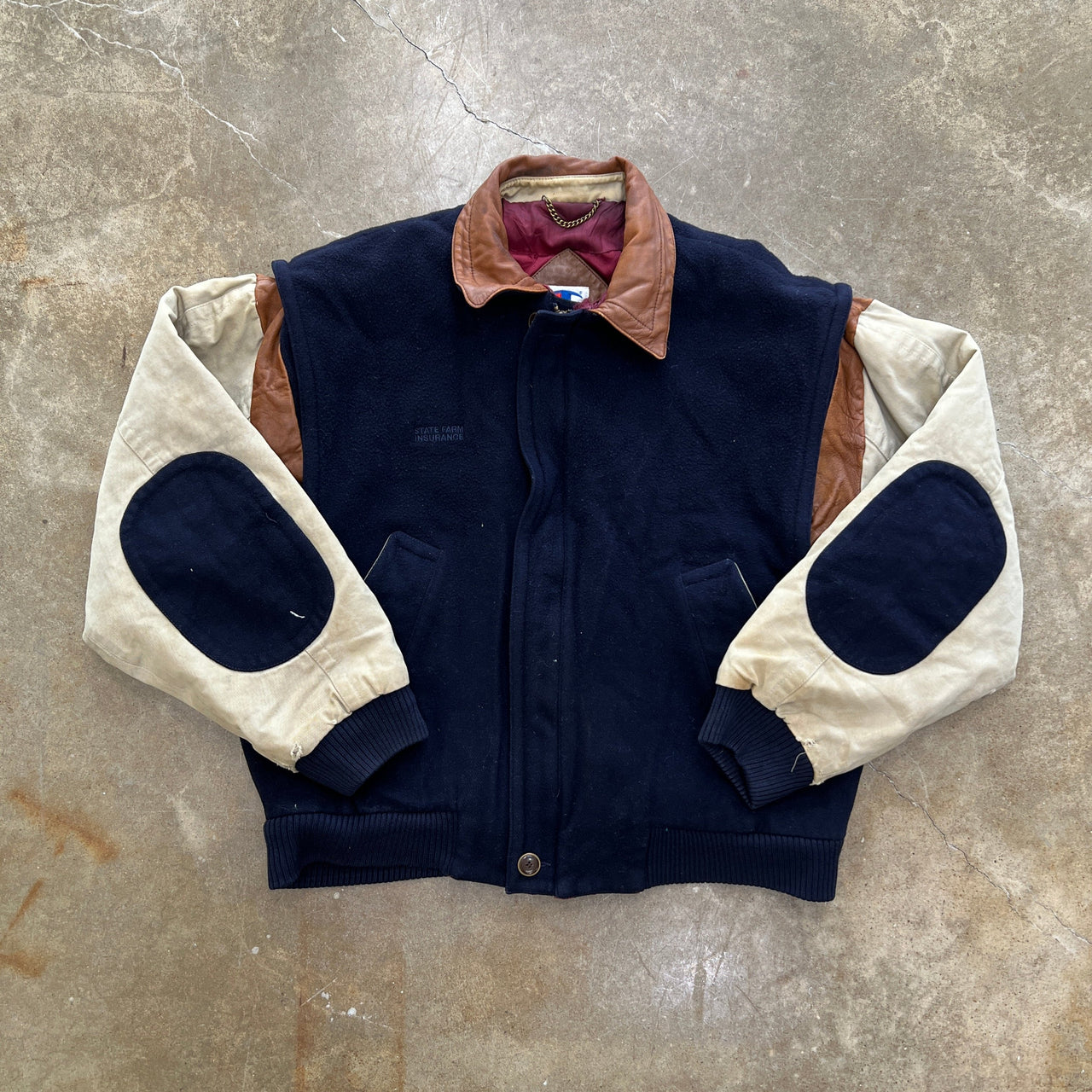 Champion Varsity Jacket Elbow Patches Medium