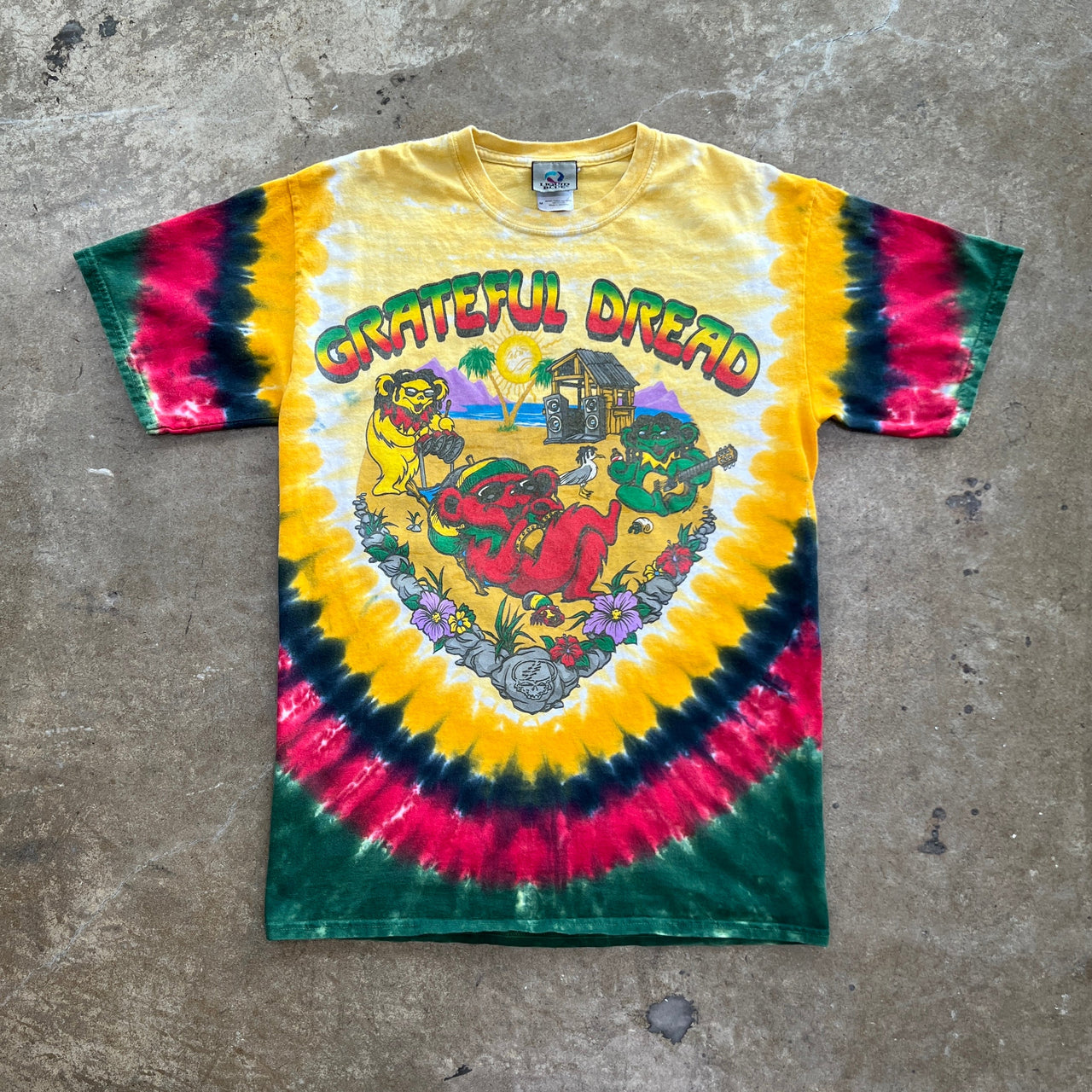 2000 Y2K Grateful Dead Rasta Liquid Blue Tee