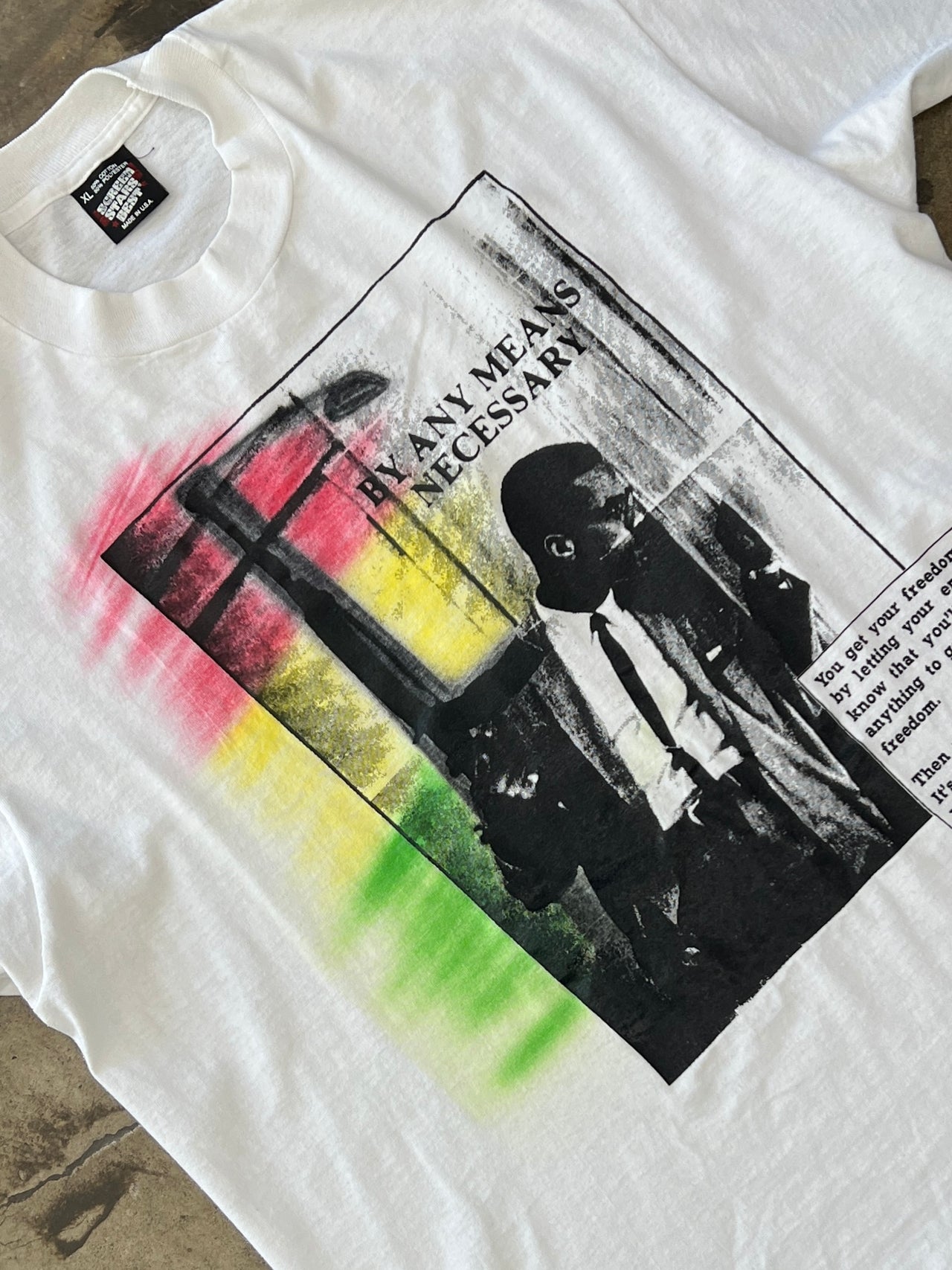 Malcolm X Watching My Back Social Justice Single Stitch Tee