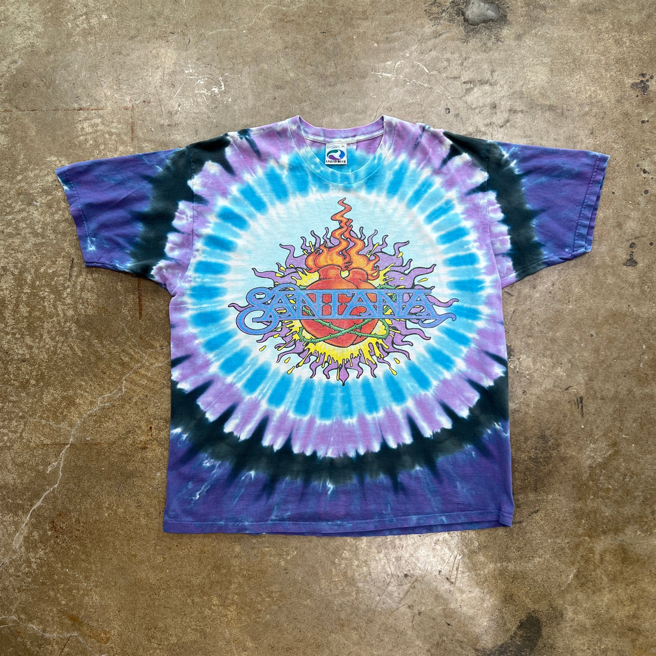 1999 Carlos Santana River of Color Dyed Liquid Blue Tee