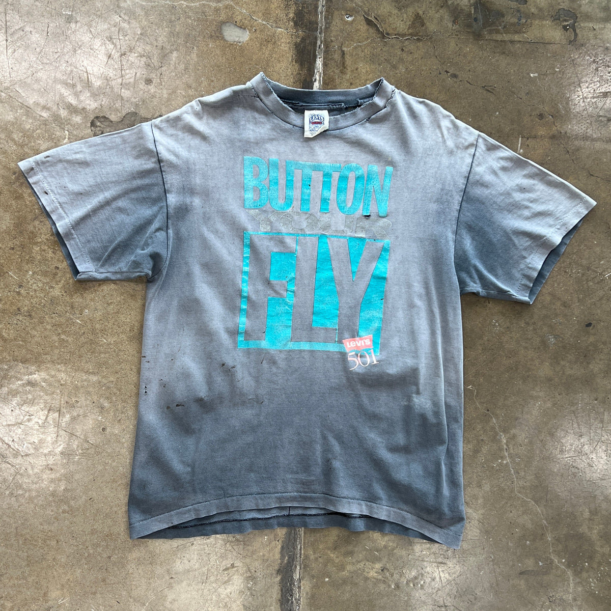 90s Levi's Button Your Fly Distressed Graphic Tee