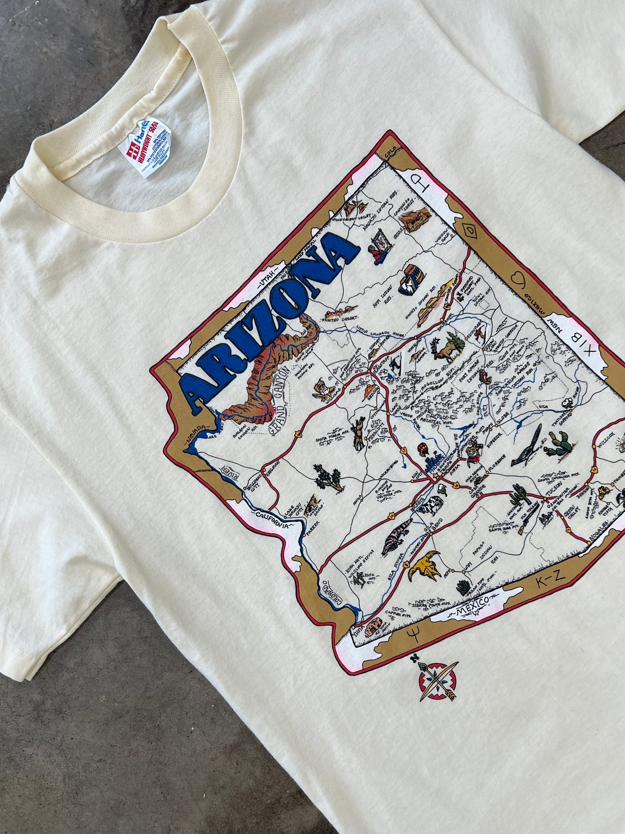 Arizona Map Destination Single Stitch Tee