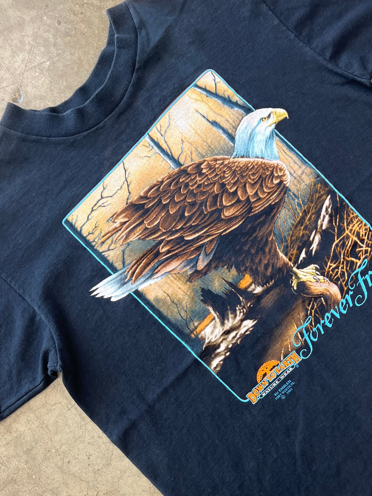 1991 3D Emblem Forever Free Eagle Nature Tee