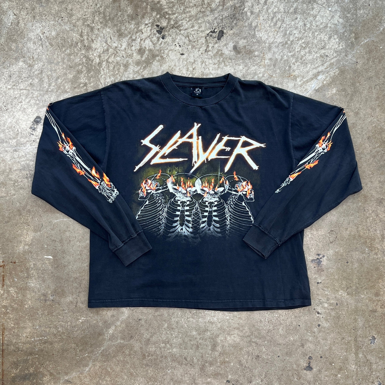 Y2K 2003 Slayer Skull Fire Long Sleeve Tee