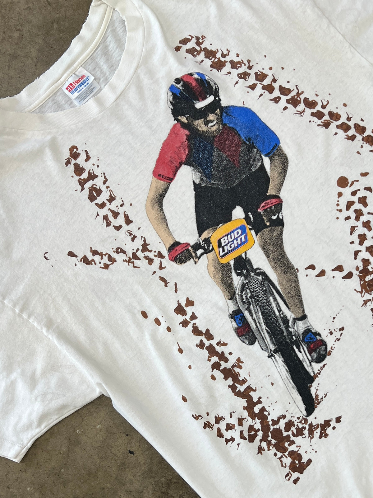 90s Bud Light Cyclist Mud Sweat Gears Beer Single Stitch Tee