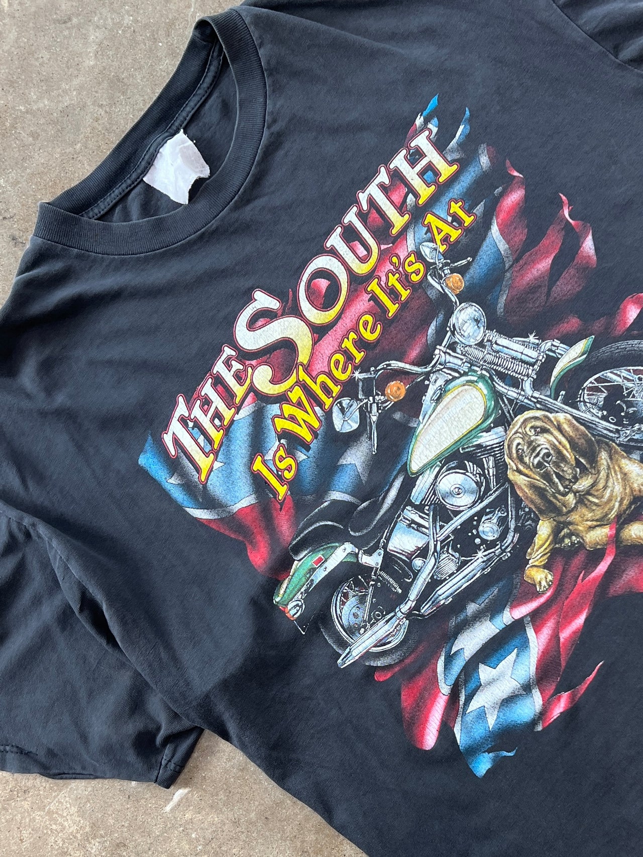 90s Motorcycle The South Is Where Its At Southern Confederate Tee