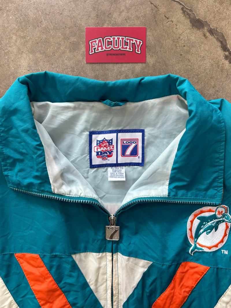 Vintage NFL Game Day Miami Dolphins Logo 7 Windbreaker XL