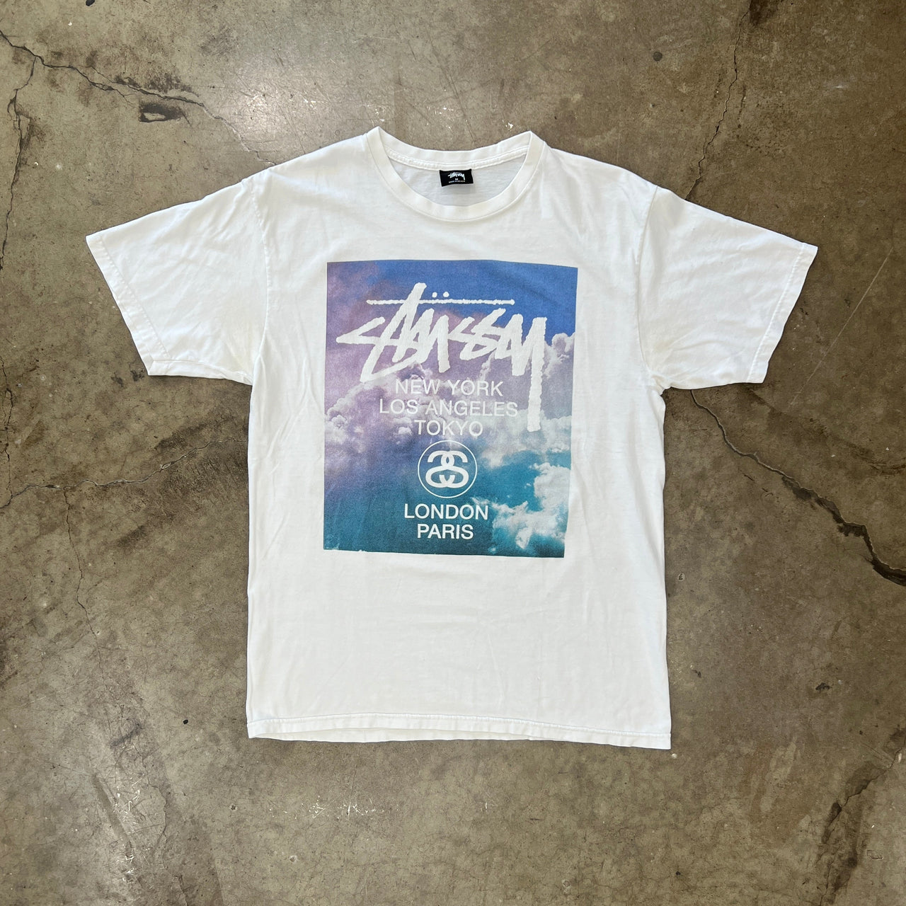 Stussy Clouds World Tour New York Paris Tee
