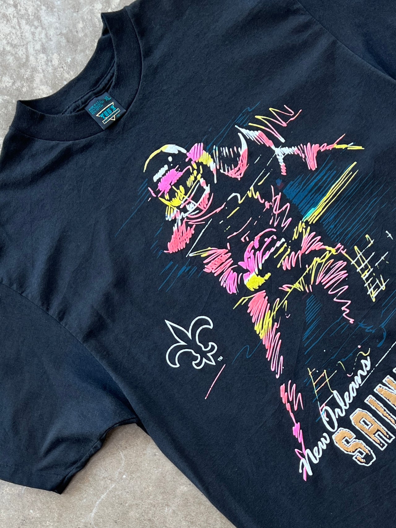90s NFL Neon New Orleans Saints Single Stitch Tee