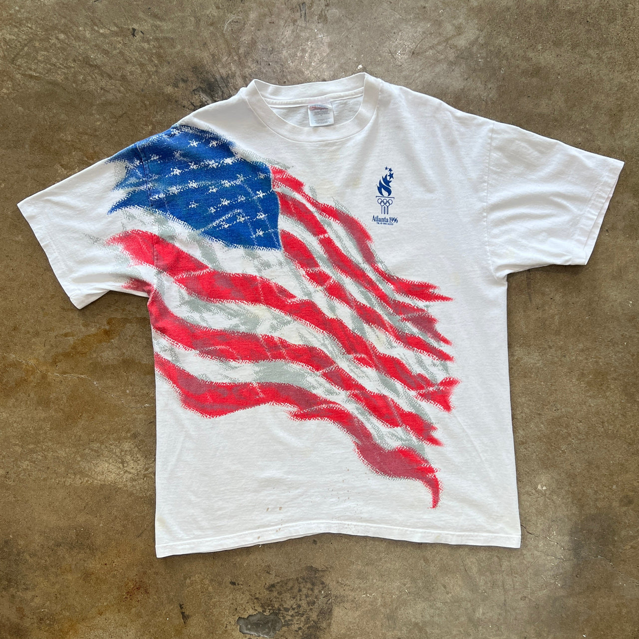 1996 Atlanta Olympics American Flag Single Stitch Tee