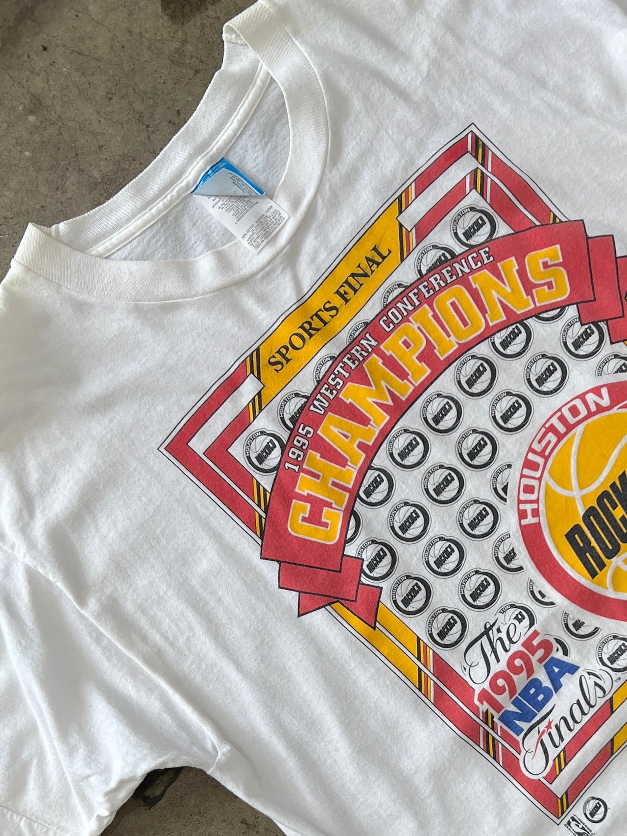 1995 NBA Finals Rockets Champions Single Stitch Tee