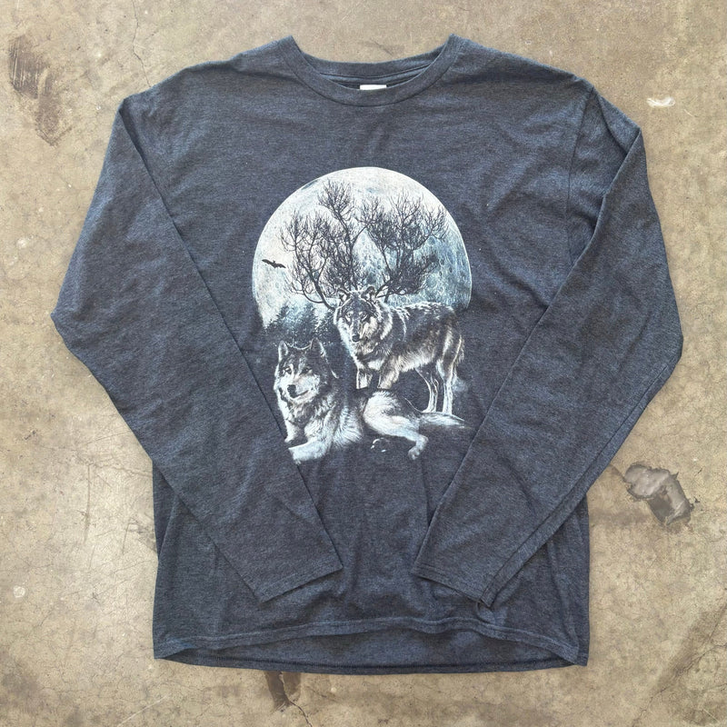 Wolves Moonlight Nature LS Tee Large