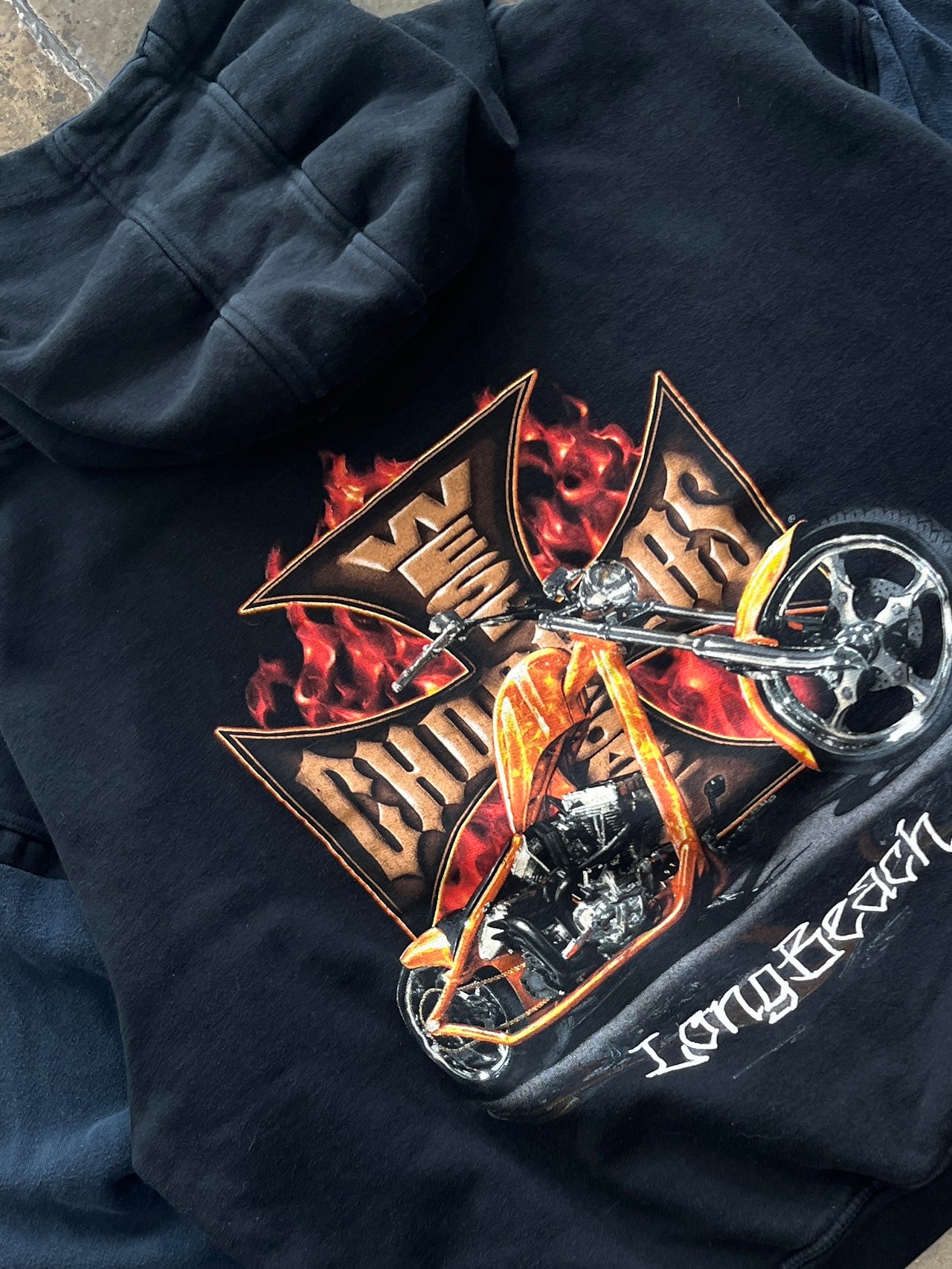 West Coast Choppers Jesse Who Flame Cross Logo Hoodie