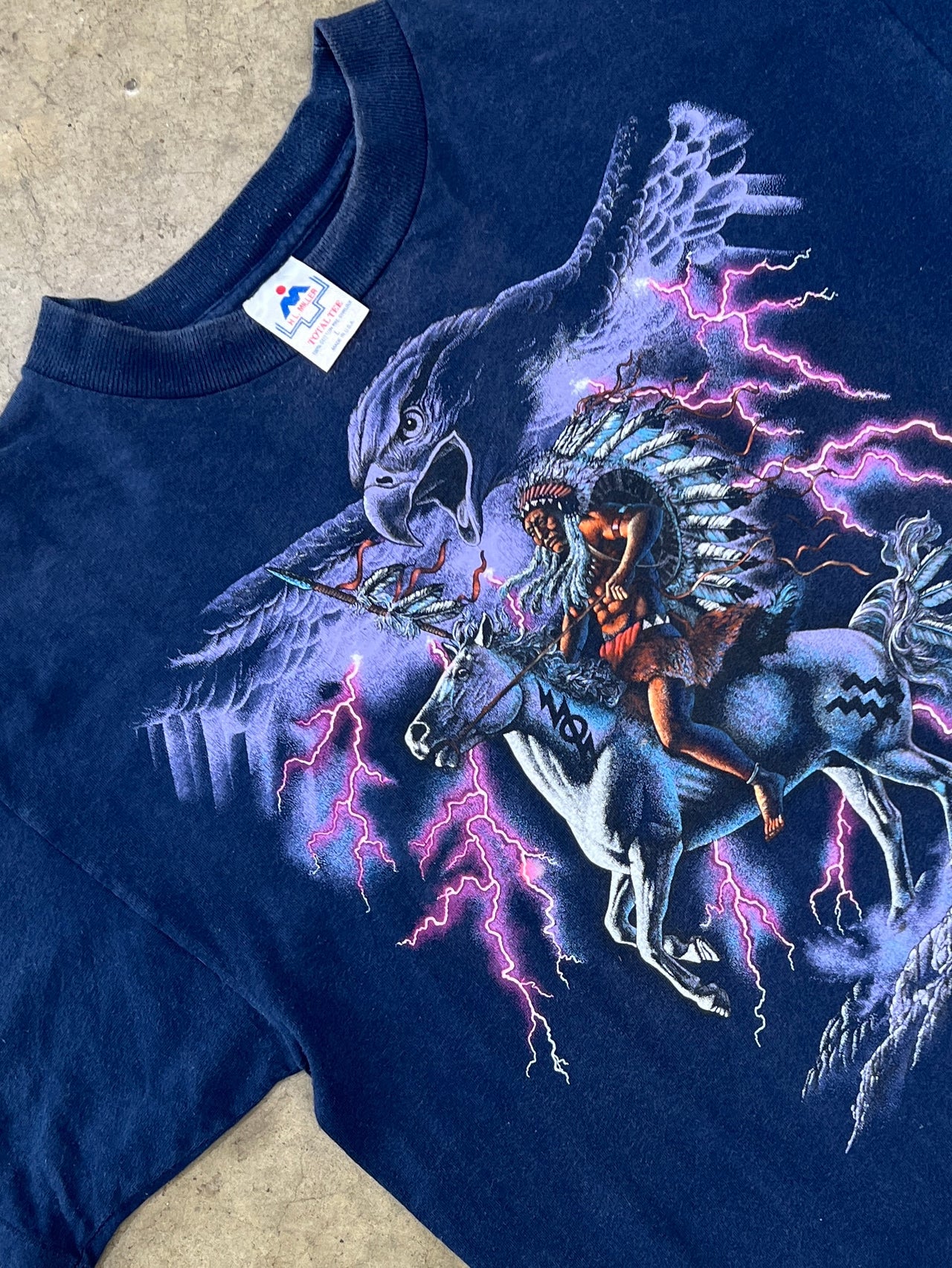 90s Native American Eagle Horde Nature Lightning Tee Single Stitch