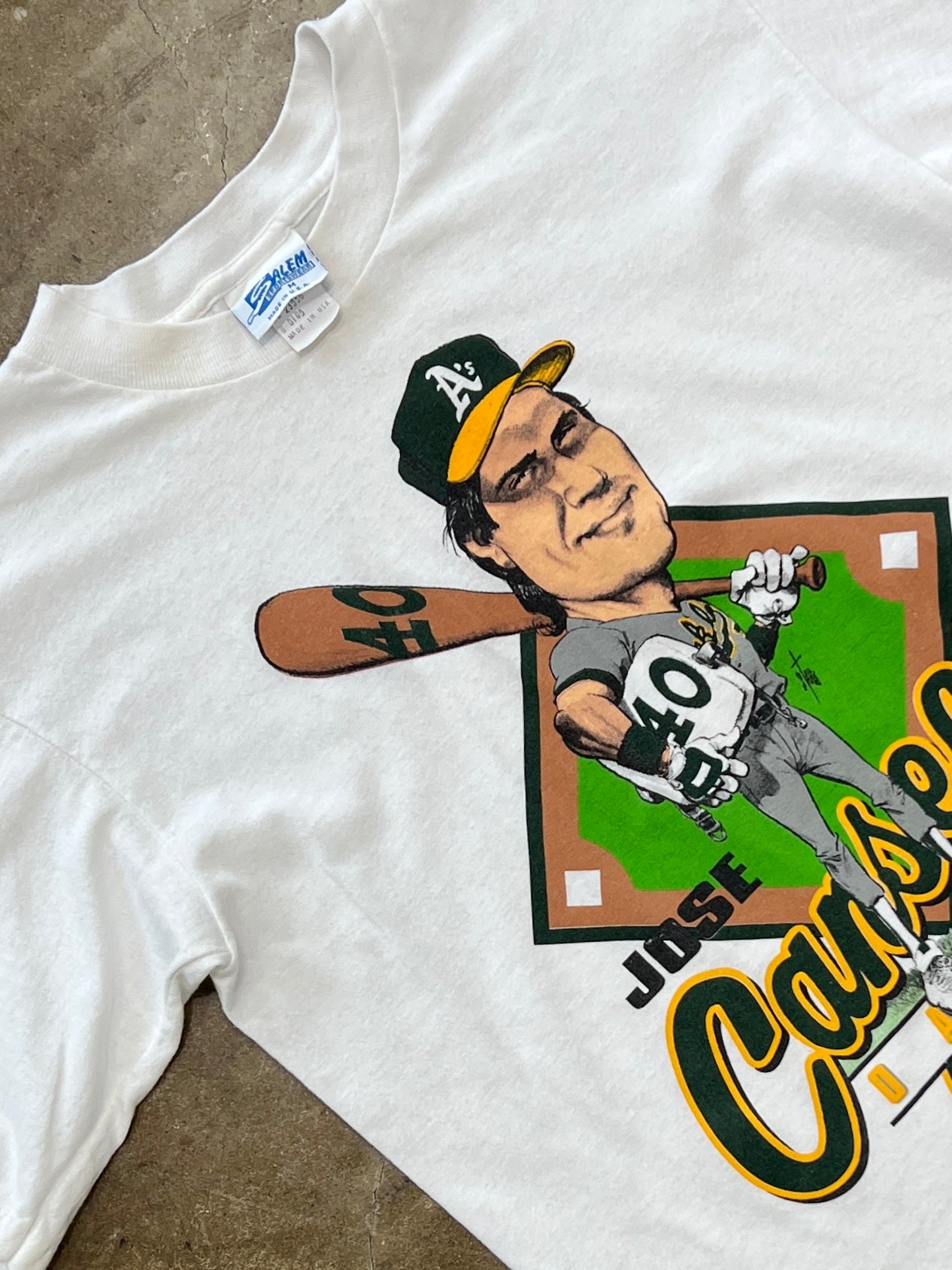 1988 MLB Jose Canseco Oakland A's Single Stitch Tee Salem Tag