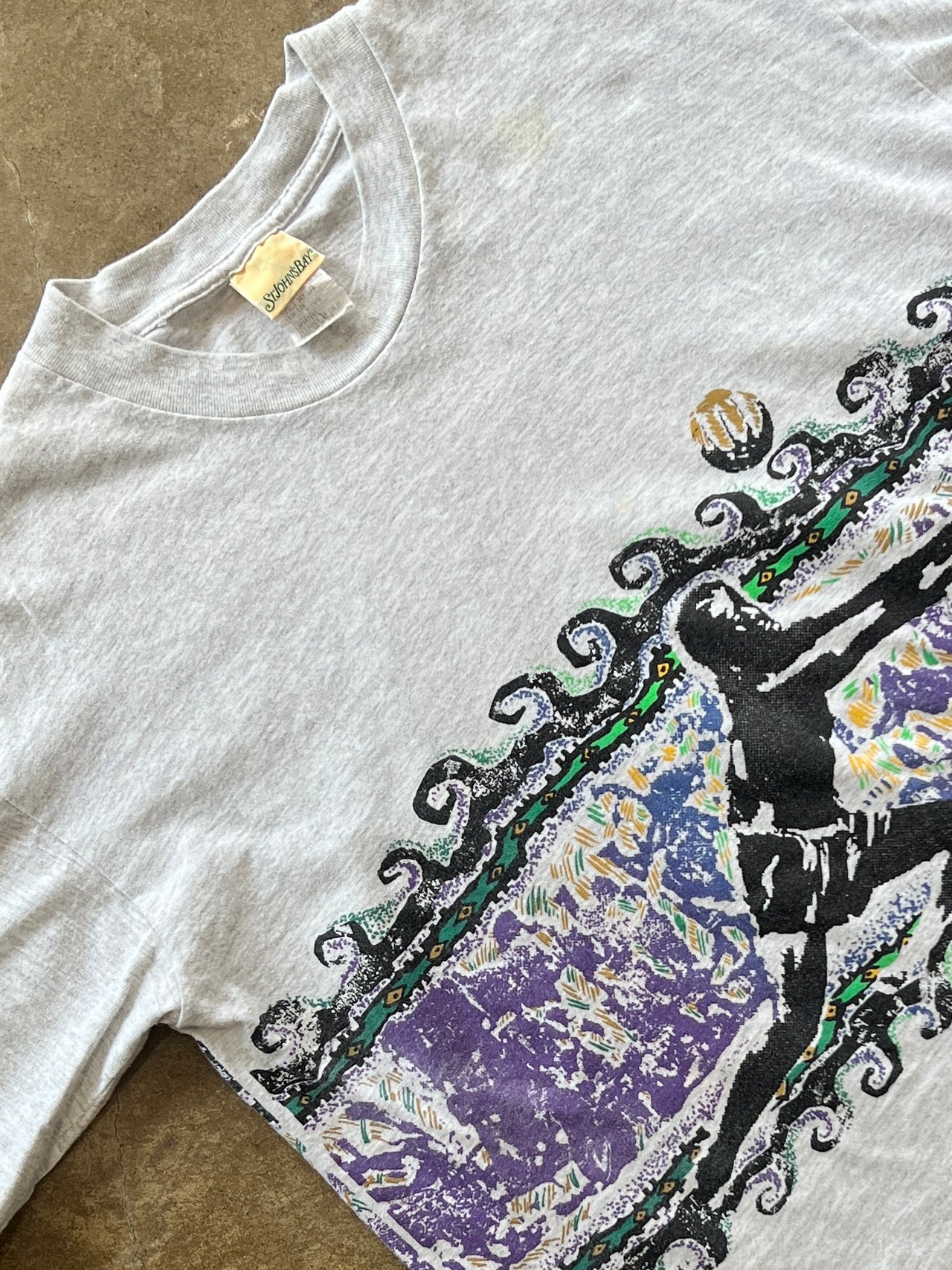 80s St. John Bay Volleyball Wraparound Graphic Single Stitch Tee