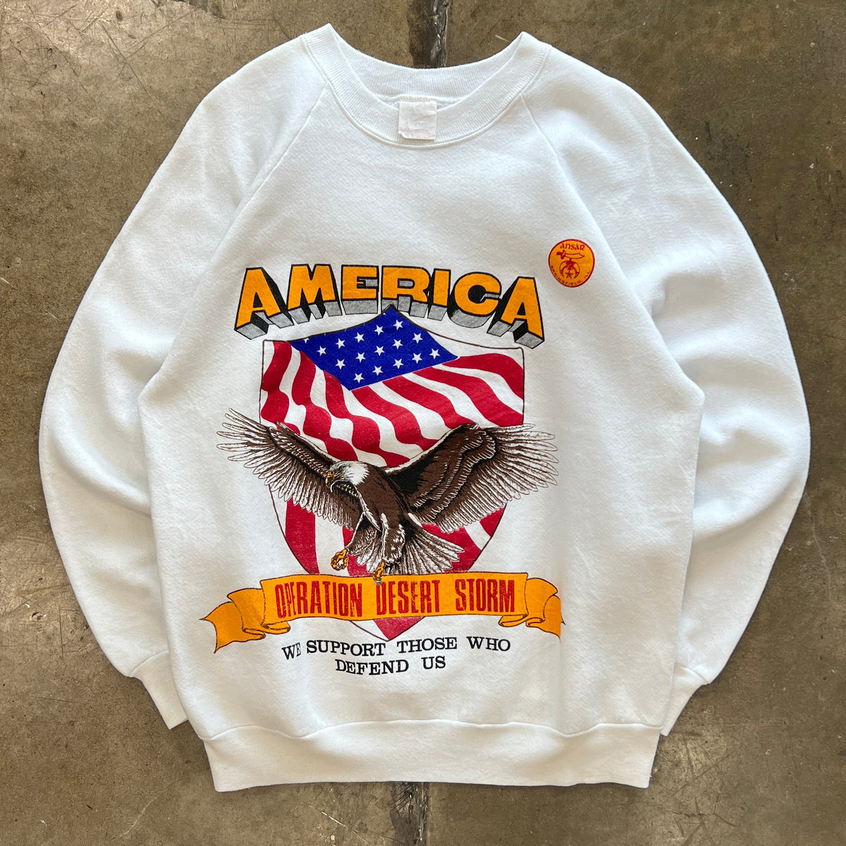 90s Desert Storm America Eagle Patrotic Military Crewneck