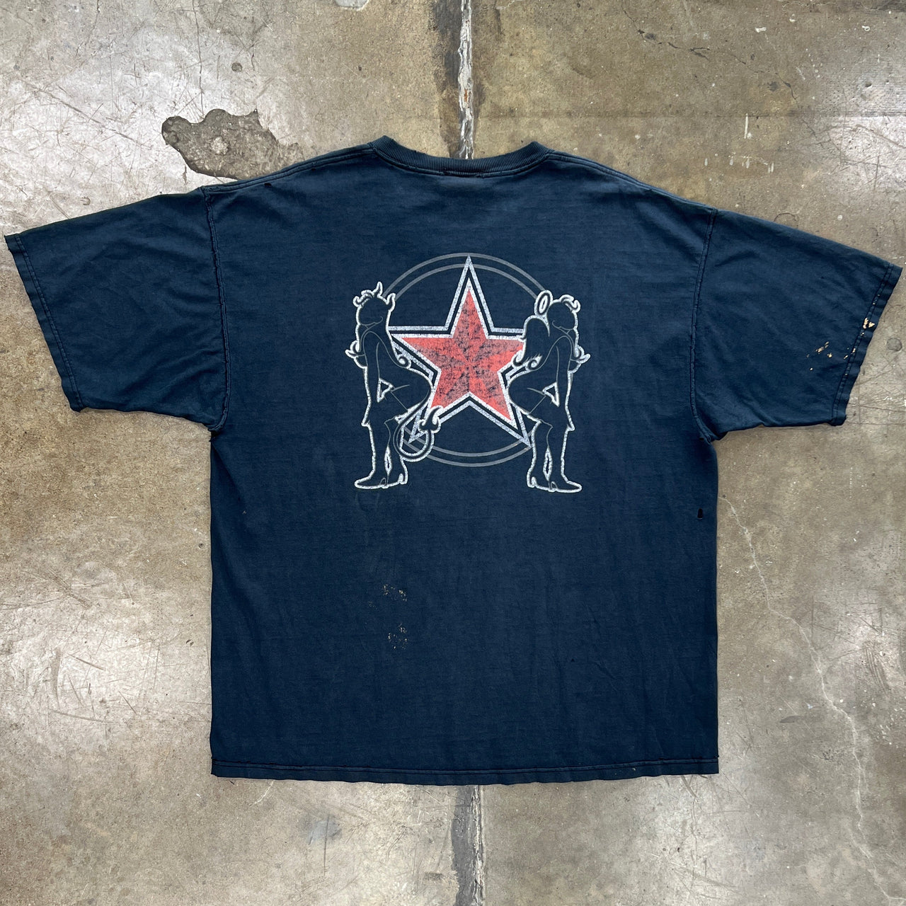 No Fear Devil Angel Pin Up Star Distressed Fader Tee