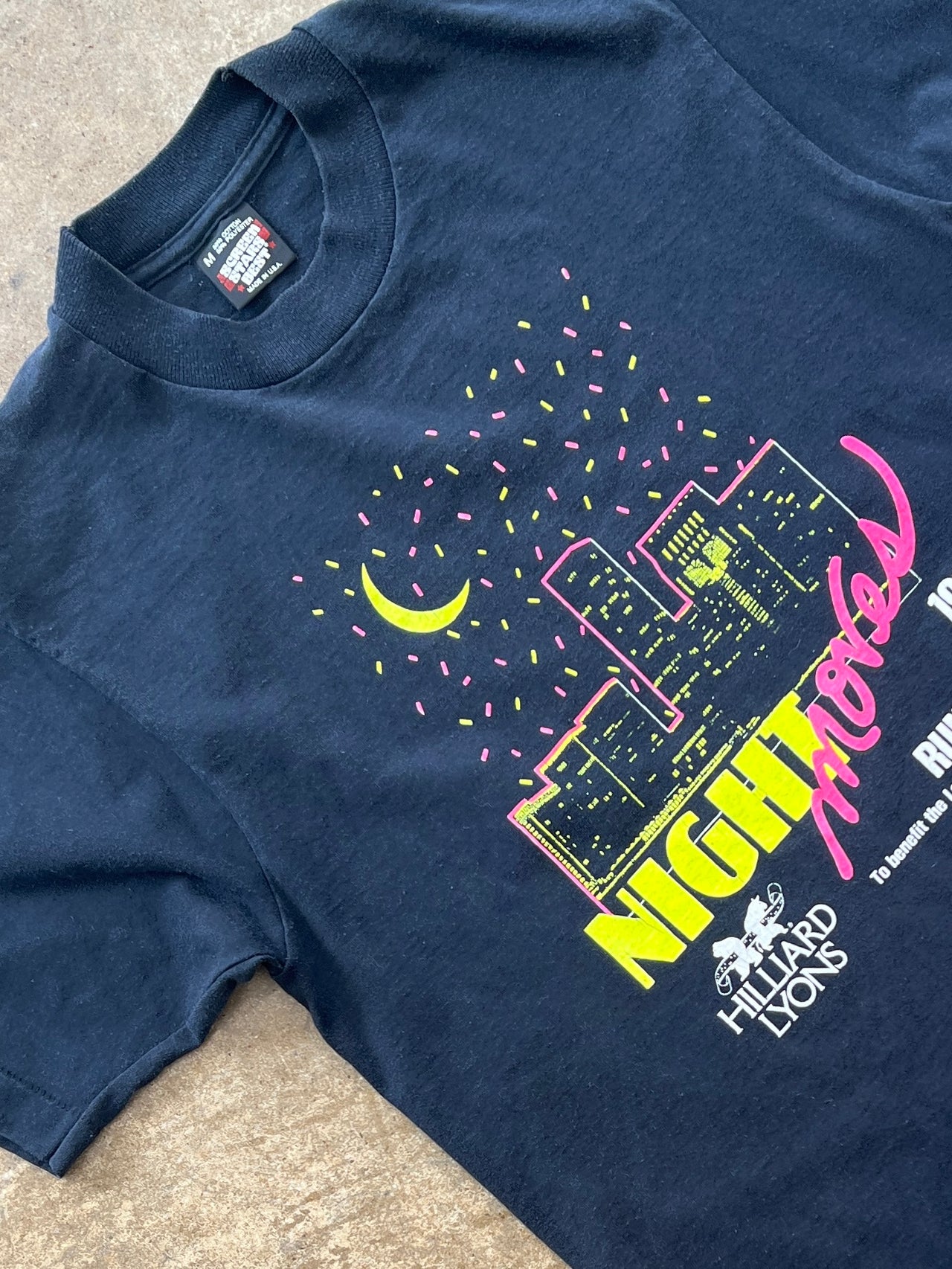1990 Night Moves Run Walk Neon Single Stitch Screen Stars Best Tee