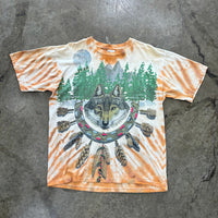 AOP Wolf Tie Dye Tribal Nature Single Stitch Tee