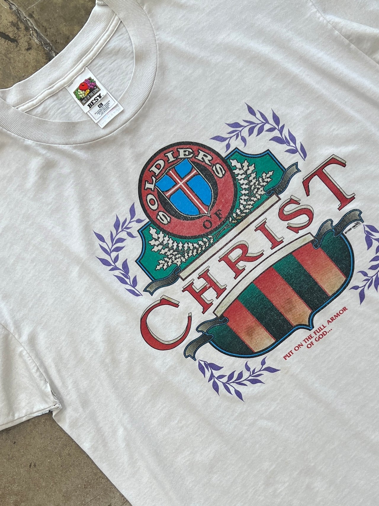 1995 Soldiers of Christ Crest Jesus Armor of God Tee