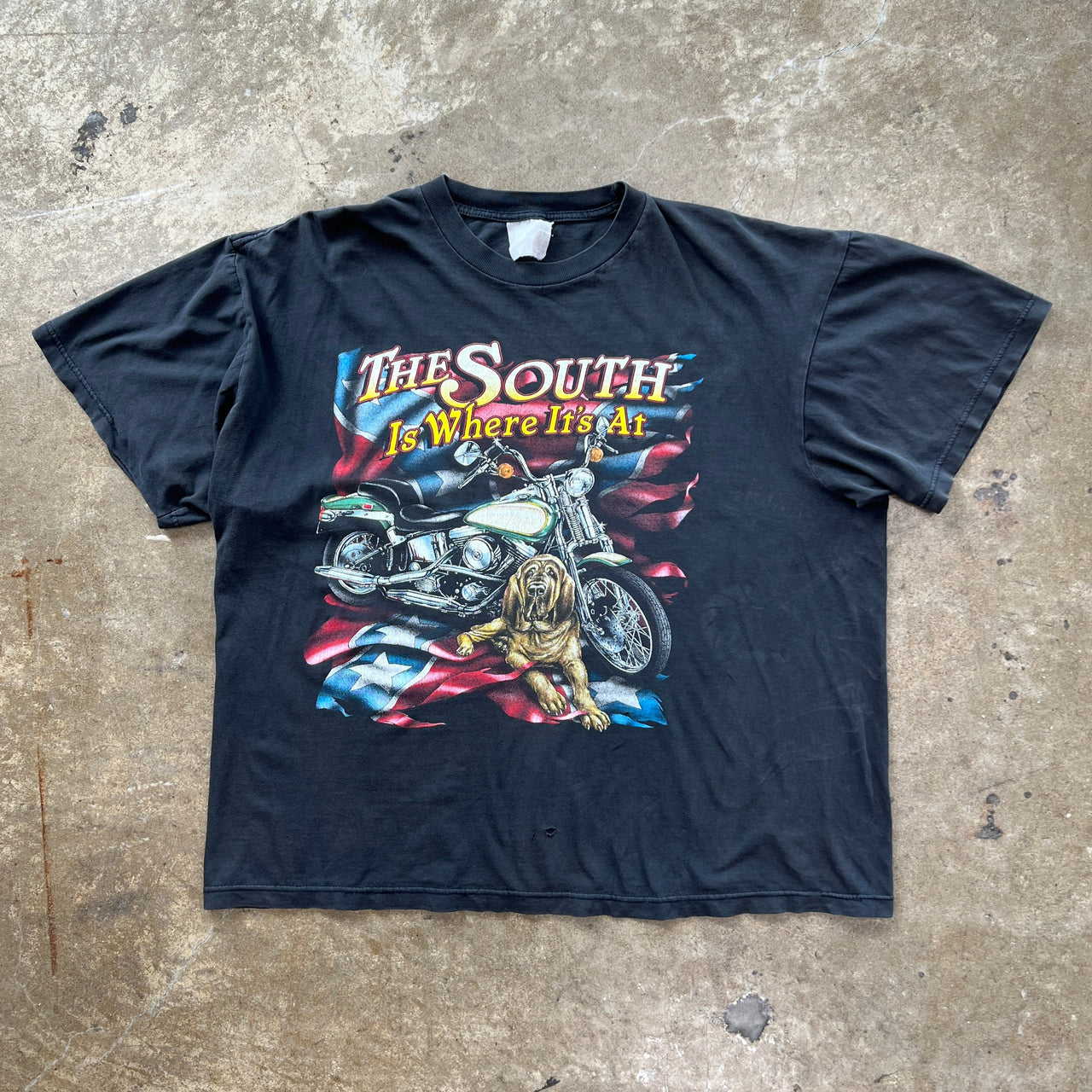 90s Motorcycle The South Is Where Its At Southern Confederate Tee