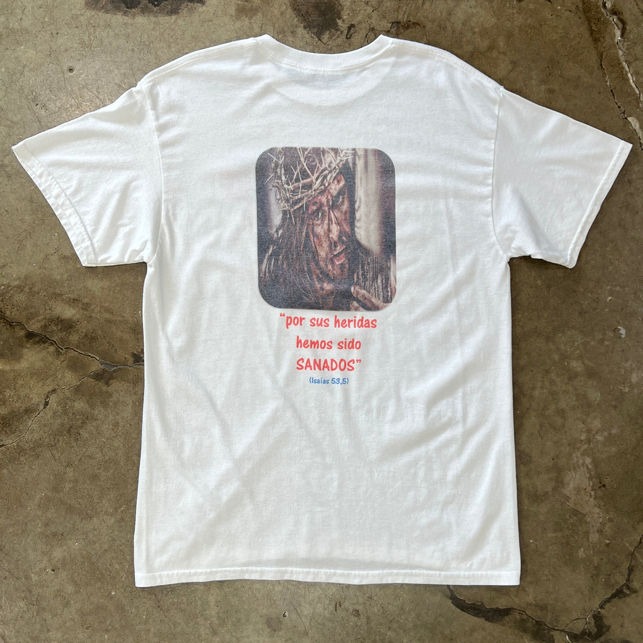 "His Wounds" Spanish Jesus Portrait Tee Thorns