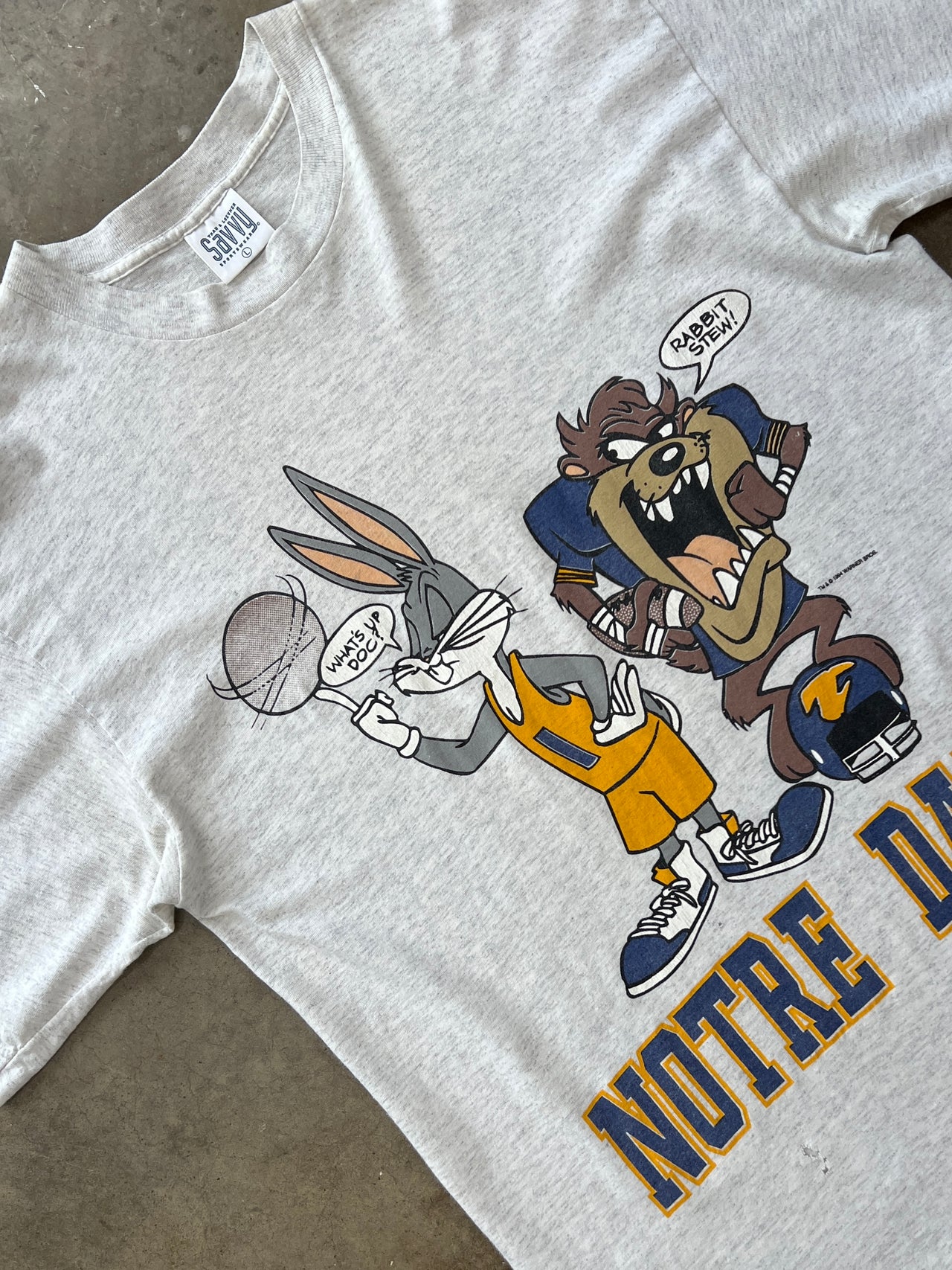 Looney Tunes Taz and Bugs Bunny Notre Dame Single Stitch