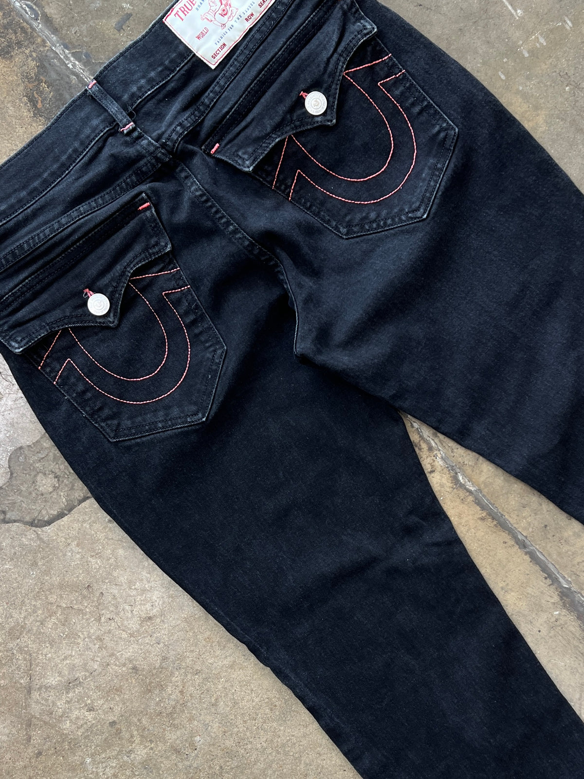 True Religion Ricky Relaxed Fit Black Pink Jeans