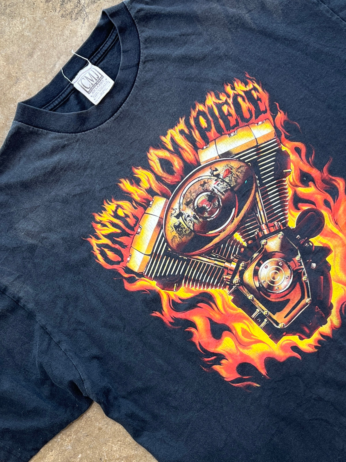 1999 One Hot Piece Motorcycle Engine Flame Tee