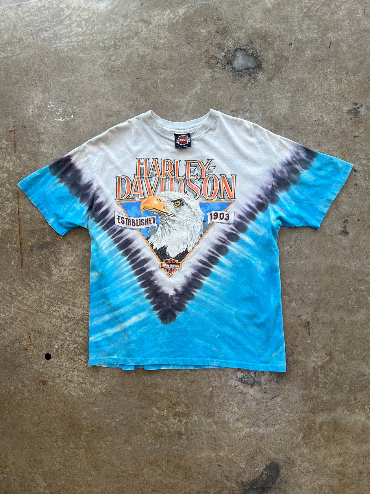 90s Harley Davidson Indiana Eagle Tie Dye Motorcycle MiUSA Tee